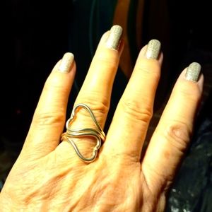 💗💍Sterling Silver Side To Side Double Heart Ring. Shiney & New! Size 10